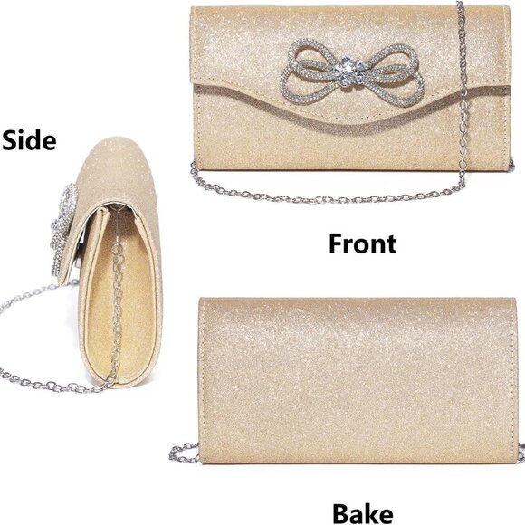 Chic Champagne Evening Clutch Bag | Luxurious PU Leather with Magnetic Closure - Picture 7 of 7